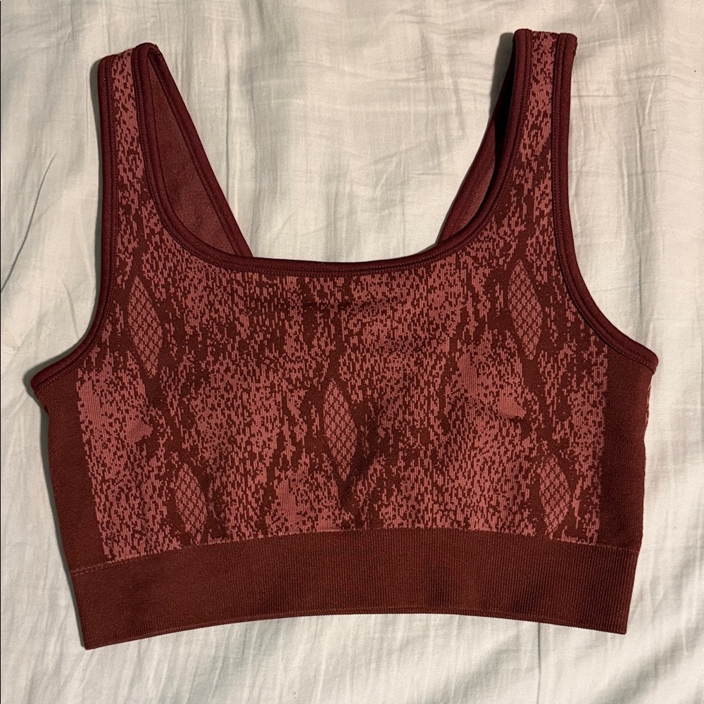 Women's Burgundy Snake Print Sports Bra